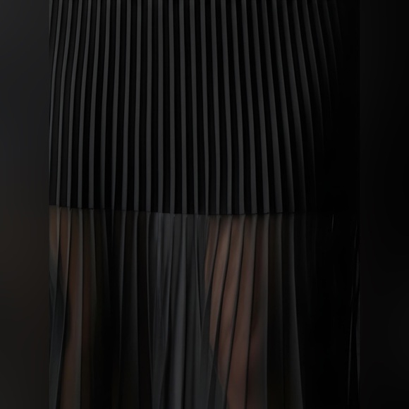 Mesh Pleated Sweater Skirt Black - Picture 3 of 14